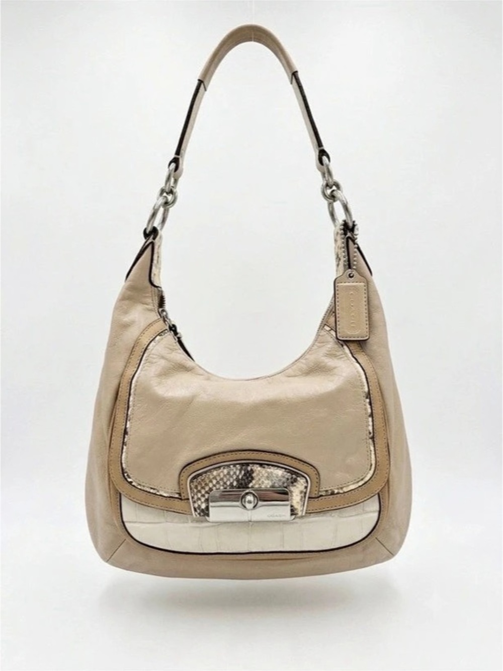 Coach Park Python Hobo Bag Beige